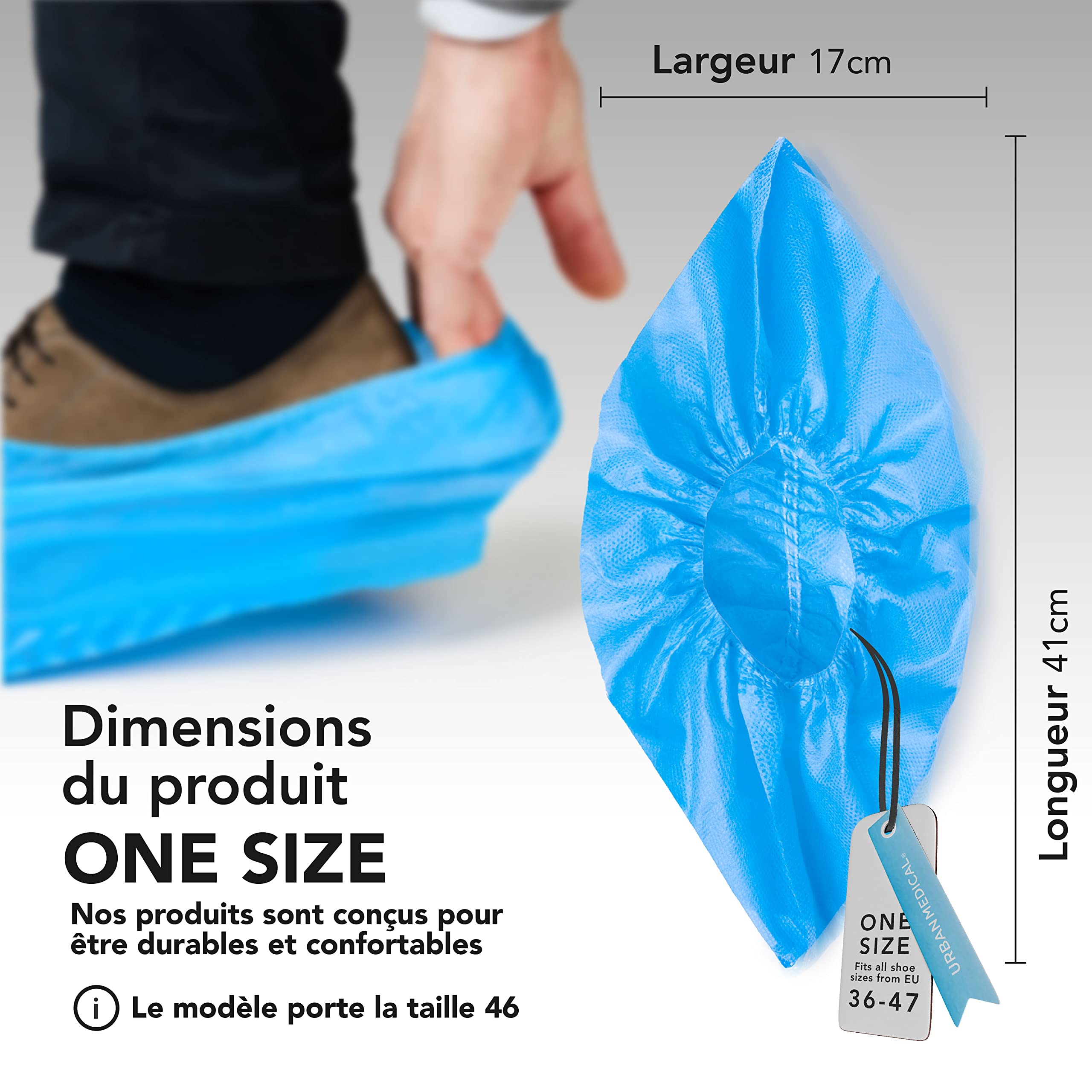 100x Surchaussures Respirantes Jetable/Réutilisable avec Semelle Antidérapante | SAFE STEP | Résistant Déchirure et à l'Abrasion | In- et Outdoor | Onesize - 6g par Couvre-Chaussure