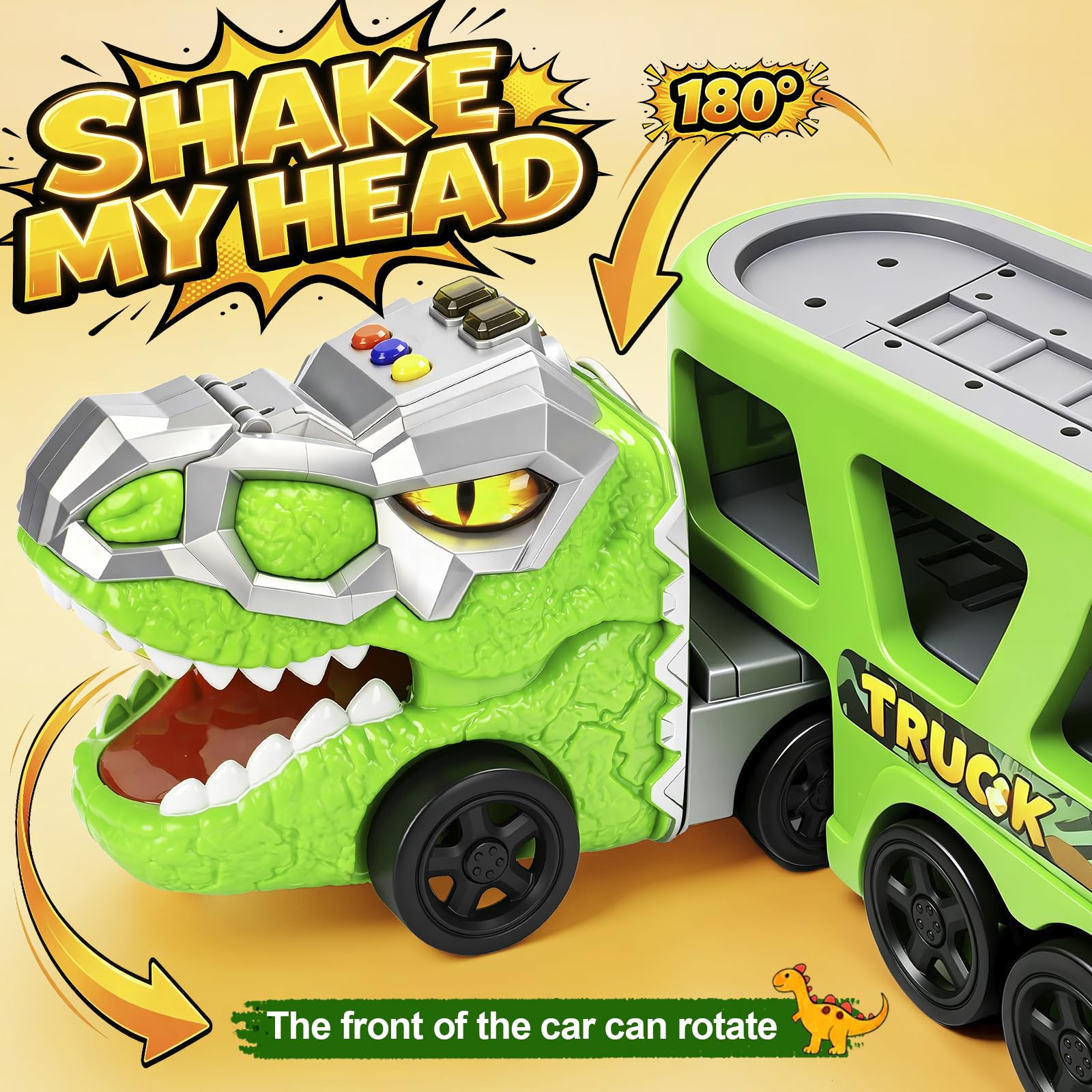 Dinosaur Truck Toys - Carrier & Pull-Back Cars -6