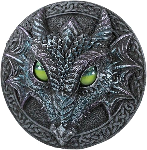 Miniatura 6 de Ebros Gift Nudo celta legendario azul medianoche dragón cara con ojos rodantes decorativo redondo baratija figurita medieval renacentista gótica