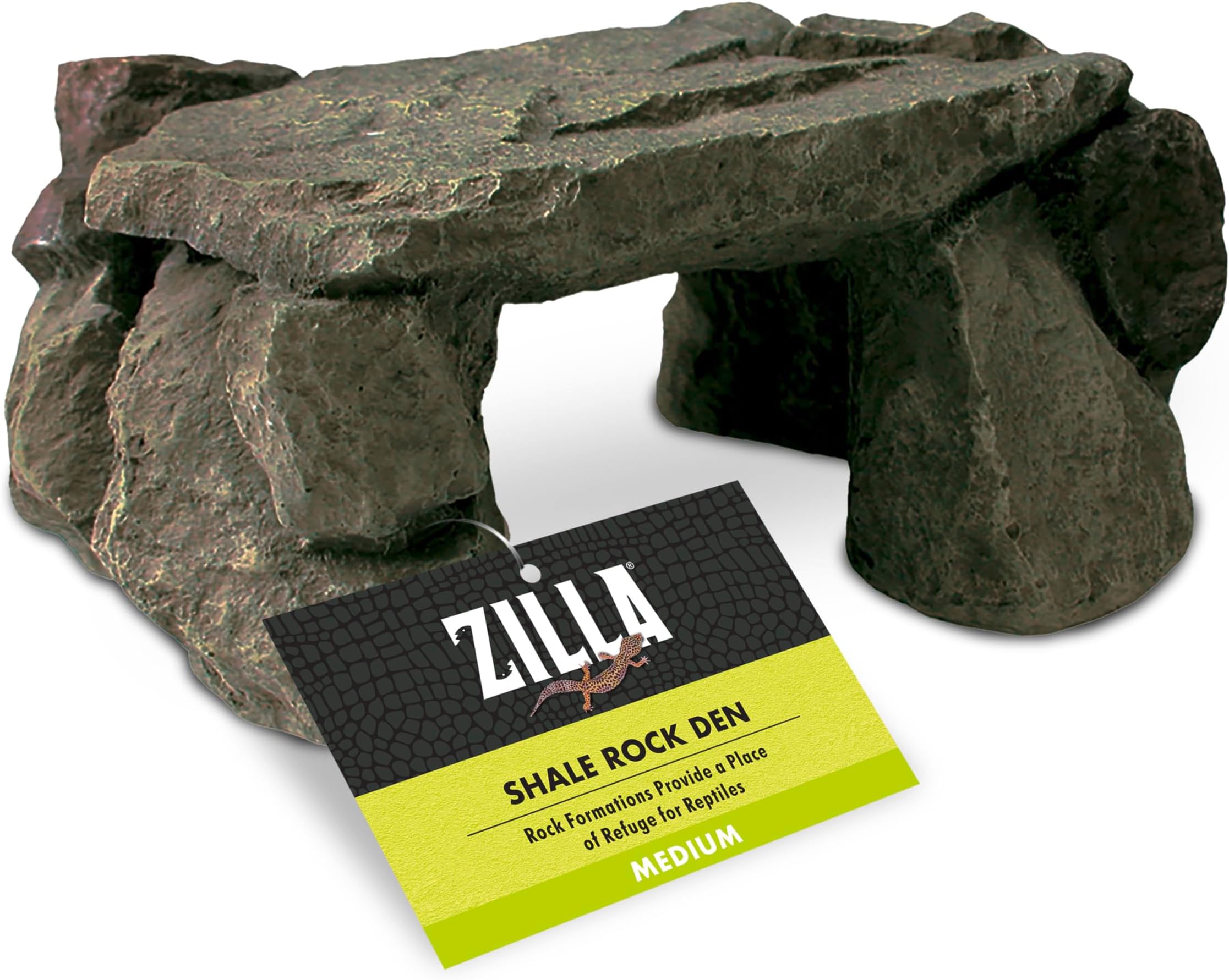 ZILLA Pet Reptile Terrarium Shale Rock Den Decor Grey Medium