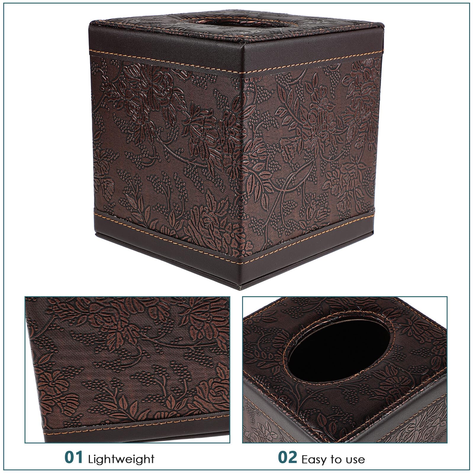 Porta Fazzoletti Quadrato Dispenser di Carta per Bagno e Comodino Contenitore Decorativo in Pelle Design Compatto