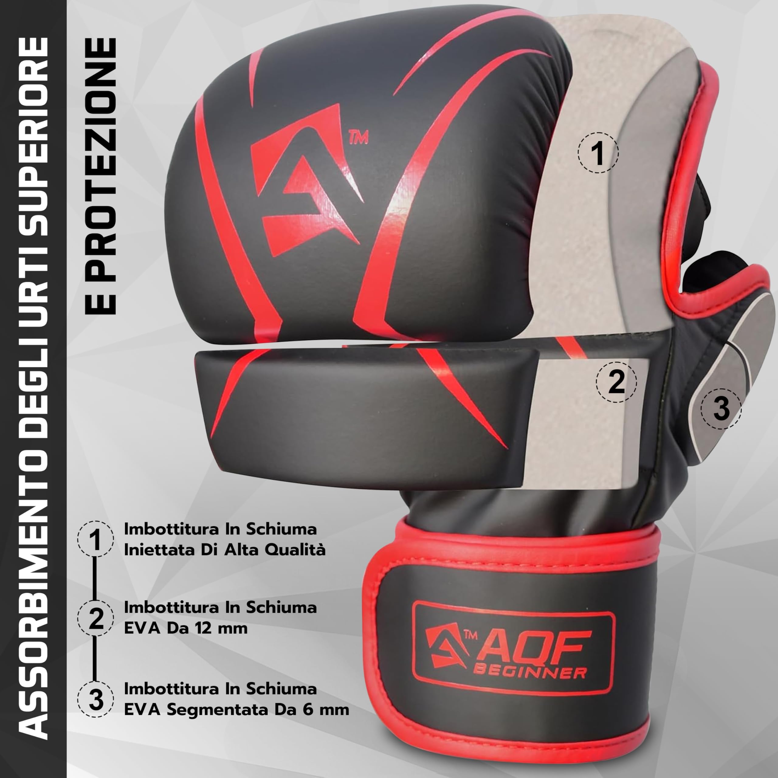 AQF Guanti MMA, Design Palmo Aperto Guantoni Da Boxe, Supporto Migliorato Polso, Imbottitura Ammortizzante, Leggeri MMA Gloves, Guantoni Muay Thai Per Allenamento, Kickboxing, Karate
