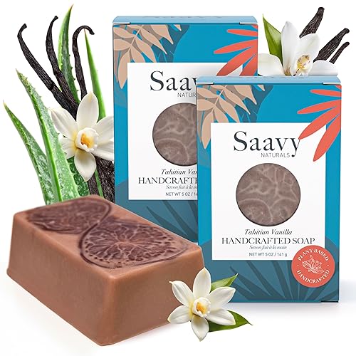 Saavy Naturals Barras de jabón corporal hechas a mano, vainilla de Tahití, hidratante para mujeres, fórmula vegana orgánica, espuma cremosa sin disponible en Yaxa Colombia