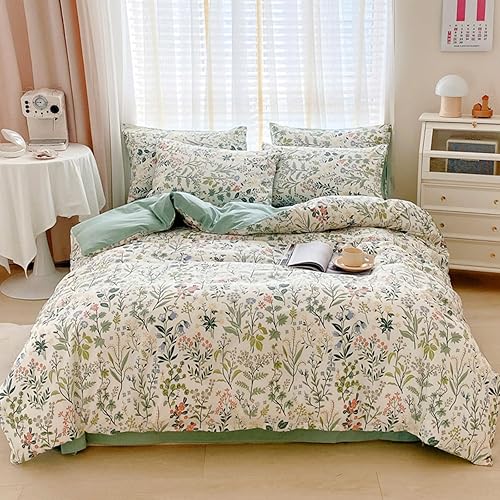 Miniatura 128 de Funda de edredón de 3 piezas, funda de edredón de algodón suave, estilo bohemio, juego de ropa de cama estética con cierre de cremallera, 4 lazos