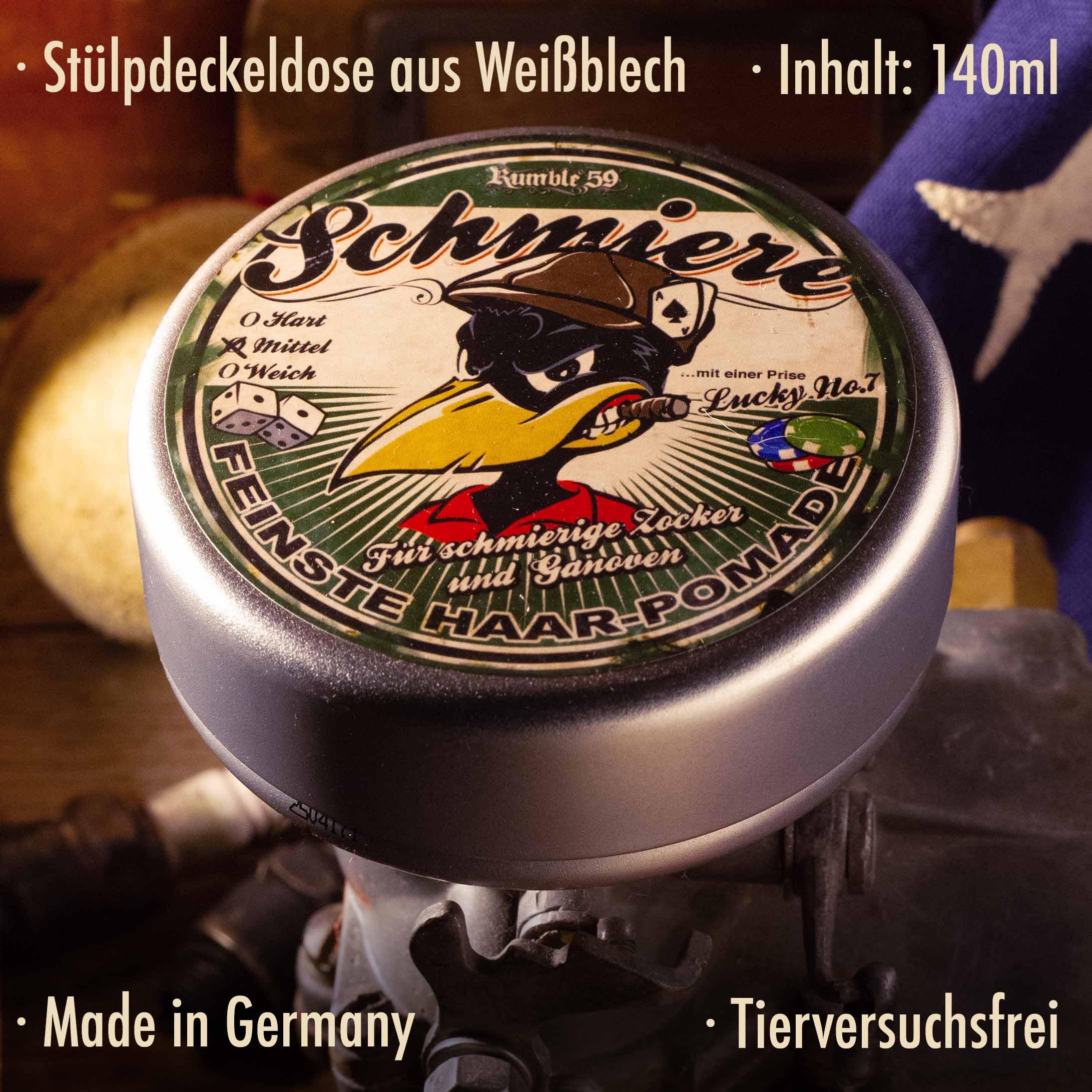 Rumble59 - Schmiere Pomade Herren - Gambling mit Kokosduft - 140 ml, mittlerer Halt - wachsbasierte Haar Pomade für normale bis dicke Haare - Hairstyling Made in Germany