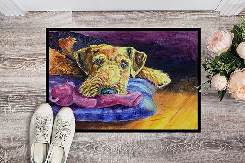 Miniatura 2 de Caroline's Treasures 7345JMAT Airedale Terrier - Tapete para puerta delantera, 24 x 36 pulgadas, tapete para puerta delantera, interior y exterior,