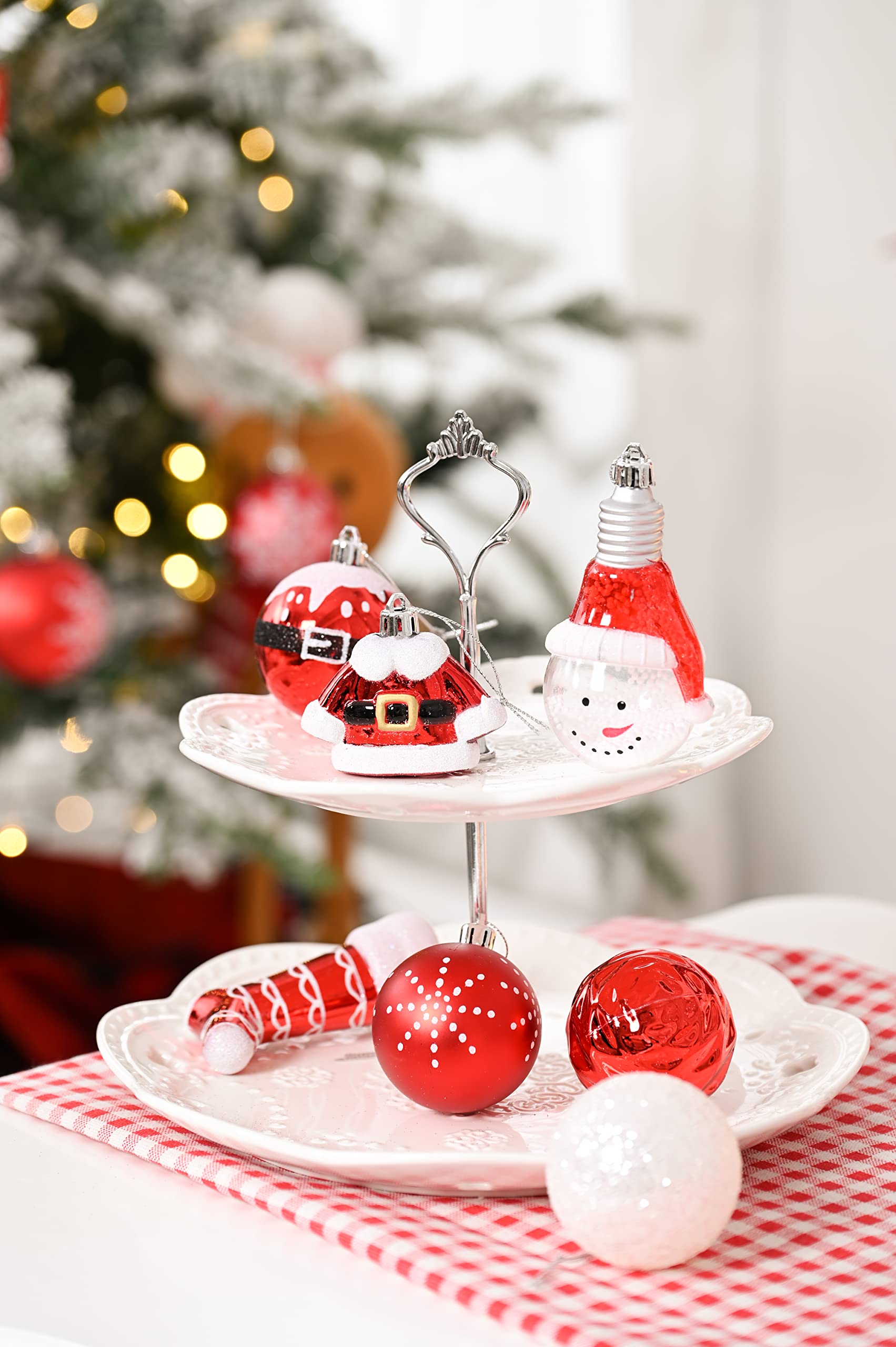 Valery Madelyn Paquete de 70 Bolas de Navidad inastillables, Adornos Tradicionales Rojos y Dorados para decoración de árbol M S