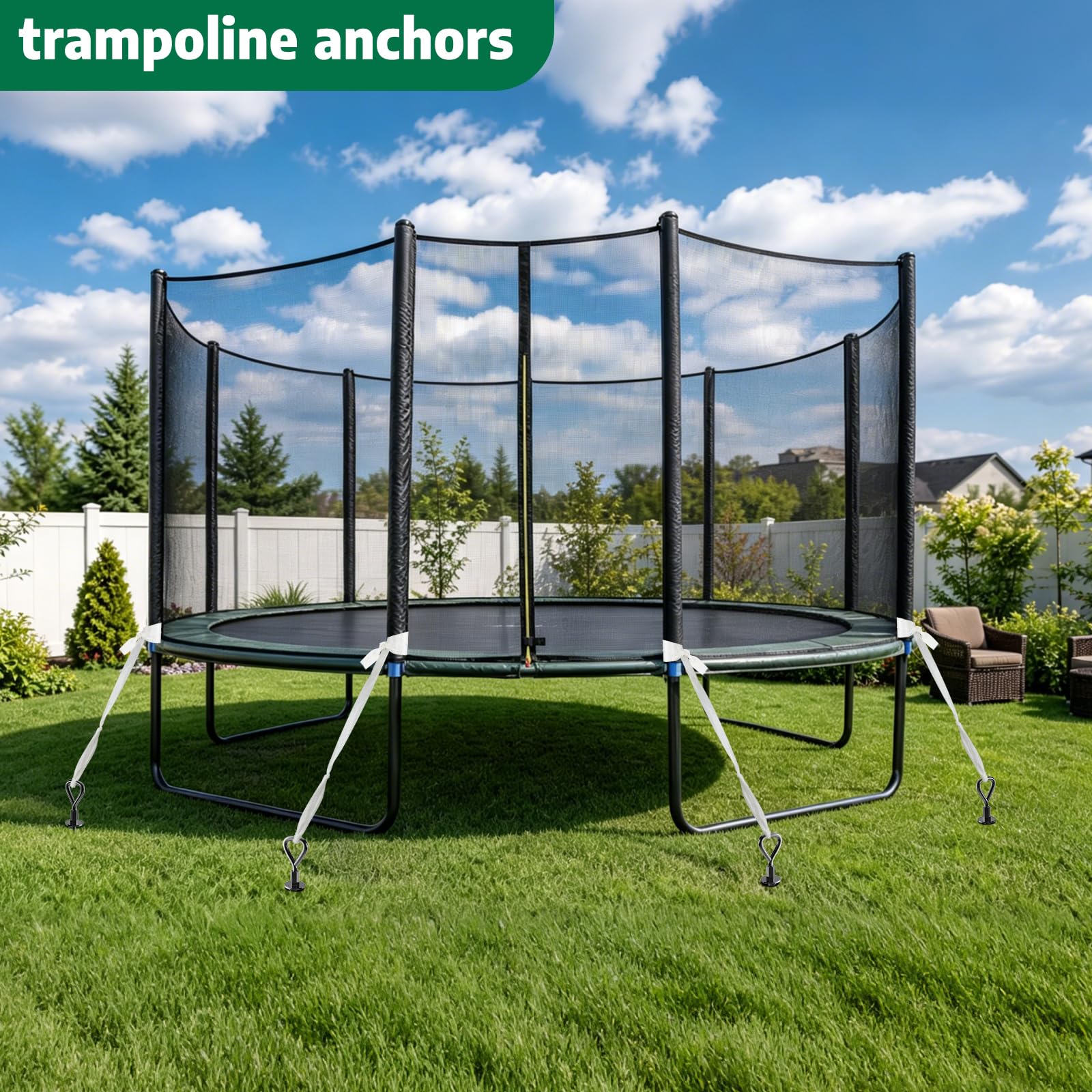 4-pak kotw uziemiających do silnego wiatru, trampolina spiralna i zestaw kotwic szopowych, wytrzymałe, z adapterem do wiertarki, w pełni spawane spiralne wkręcane, do baldachimu, wiaty