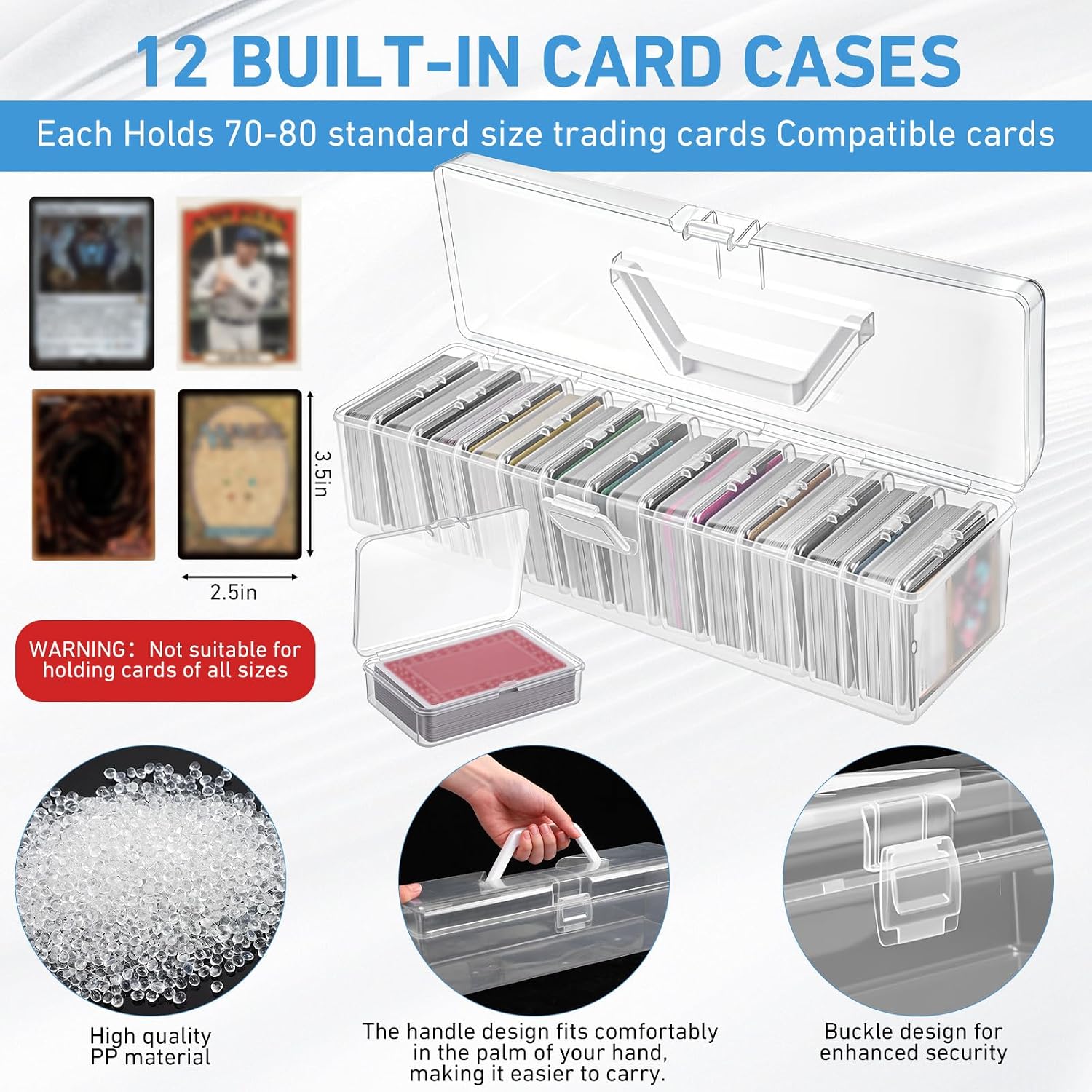 Yexiya Trading Card Storage Box Plastic Playing Card Case Set of 13, Portable Clear Playing Cards Box Plastic Holder for Game Cards Storage Organizer
