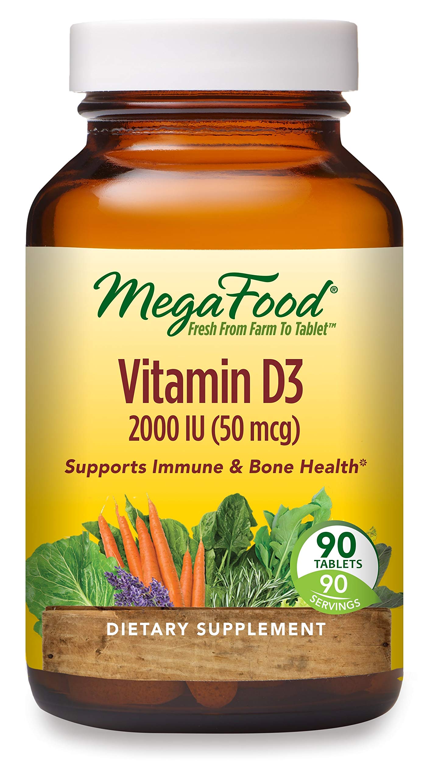 MegaFood Vitamin D3 2000 IU (50 mcg) - Immune & Bone Support Supplement with Vitamin D3 - Also Formulated with a Food & He...