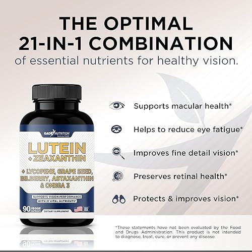 Miniatura 3 de Suplementos de luteína y zeaxantina - Vitaminas para la salud ocular - Astaxantina, Omega 3, resveratrol, arándano, licopeno, quercetina, ginkgo
