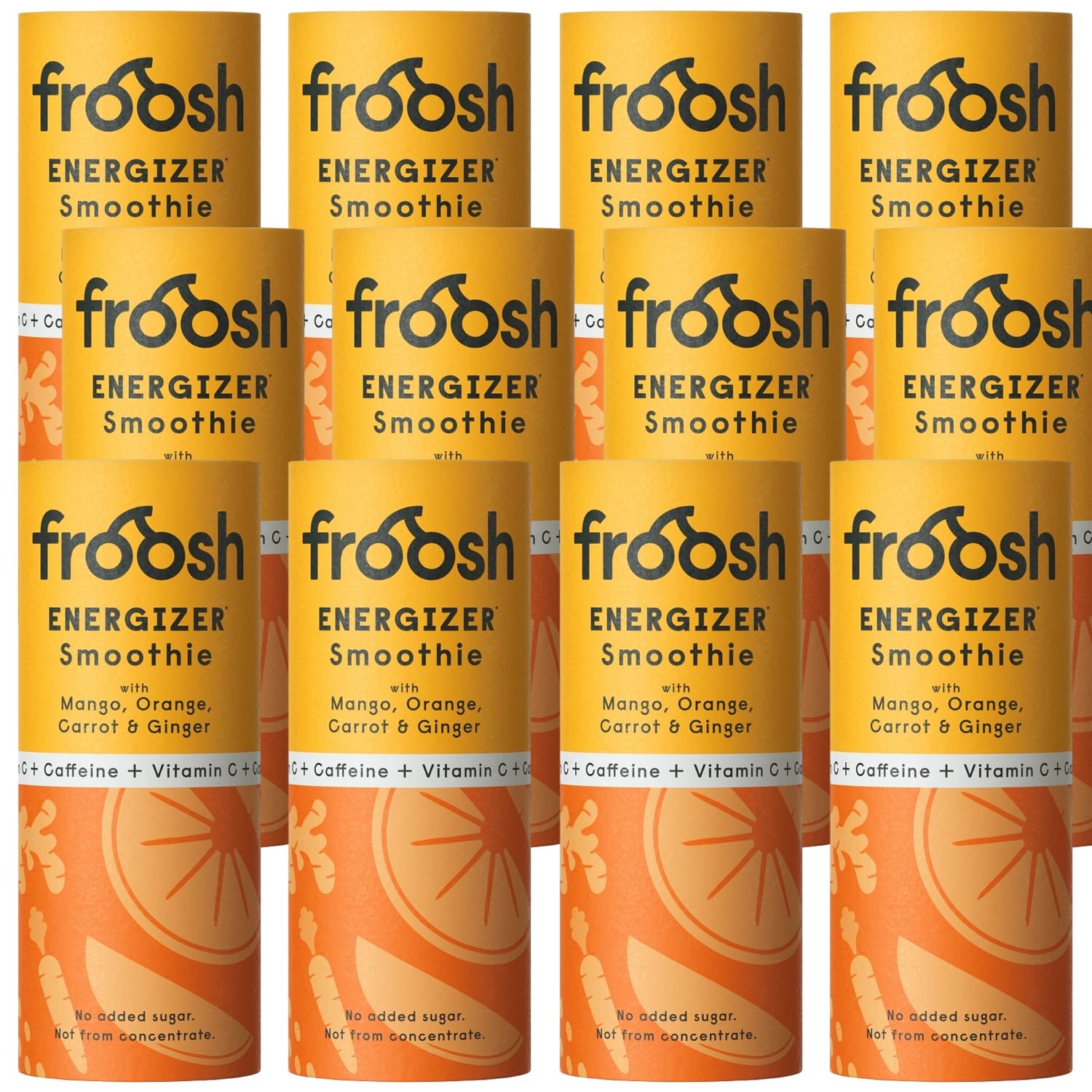 Froosh Energizer Functional Smoothie Mango, Orange, Karotte & Ingwer 12 x 235 ml Pappdosen im Spar-Set