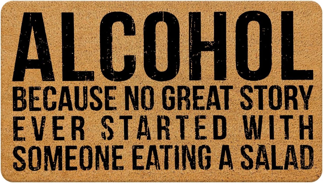 Funny Door Mat, Funny Welcome Mats for Home Bar Kitchen Lounge Club Decor, Outdoor Door Mats for Home Entrance, Indoor Door Mats for Entryway, 17x30 Inches Someone Eating a Salad