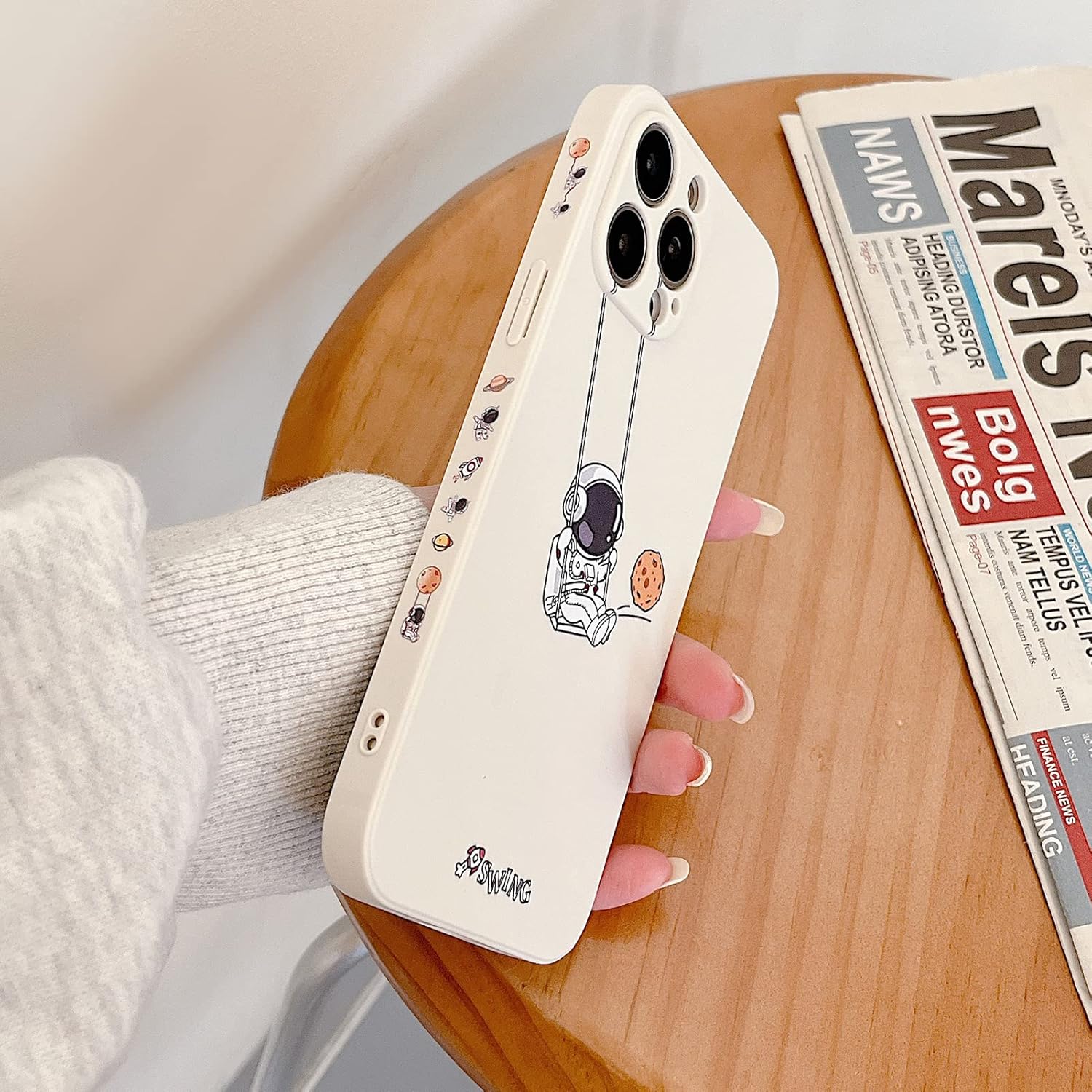 Yonds Queen for iPhone 11 Cute Case, Cool Cartoon Swing Astronaut