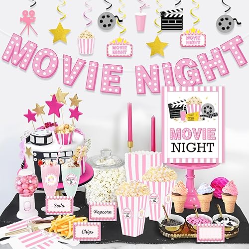 Miniatura 6 de K KUMEED 20 cajas grandes de regalo de palomitas de maíz para noche de película, 7.8 pulgadas de alto, cuencos de palomitas de maíz a rayas rosas y