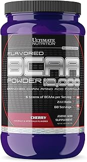 Ultimate Nutrition Flavored BCAA Powder 12,000, Post Workout Recovery Drink, 3g Leucine 1.5g Valine 1.5g Isoleucine, Branch Chain Amino Acids Supplements for Muscle Recovery, 60 Servings, Cherry