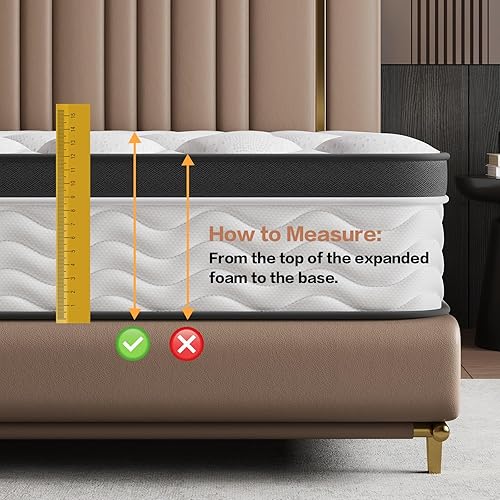 Miniatura 5 de Colchón de tamaño King, colchón híbrido de espuma viscoelástica de firmeza media y resortes de bolsillo, colchón tamaño King de 12 pulgadas en una