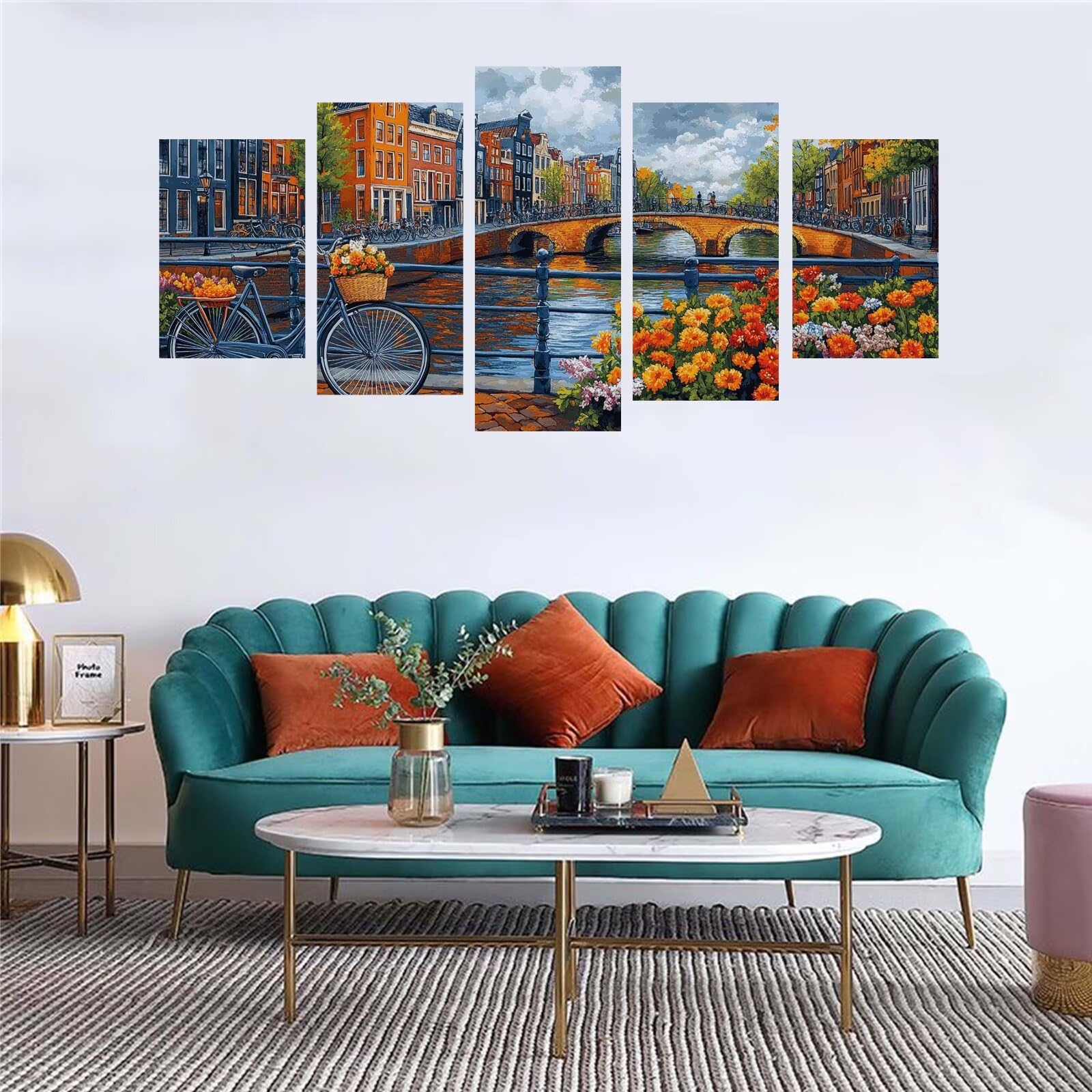 Diamentowe malowanie 5 sztuk rower kwiat diamentowy obraz dla dorosłych, haft diamentowy dla dorosłych duży format puzzle sztuka, ścieg krzyżykowy zestaw rękodzieła, świąteczna dekoracja do sypialni