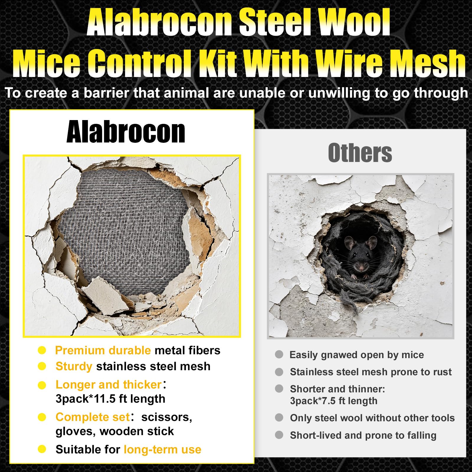 Alabrocon Steel Wool Mice Control Kit - Pest Barrier -4 Alabrocon Steel Wool Mice Control Kit - Pest Barrier -4