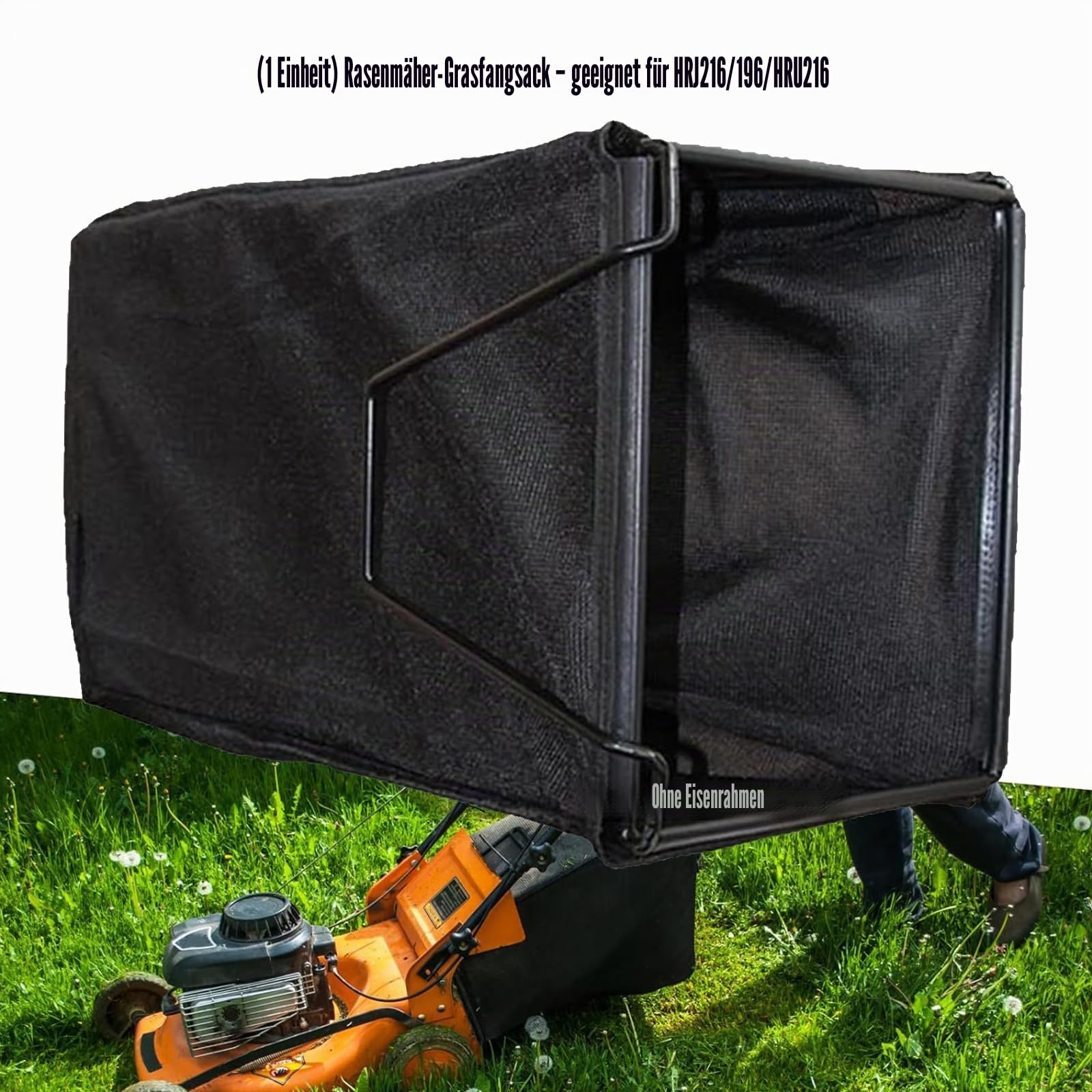 Robuster Grasfangkorb aus Stoff, 37 x 28 x 66,5 cm, Schnellentriegelung, HRJ216/196/HRU216, robuste Tasche
