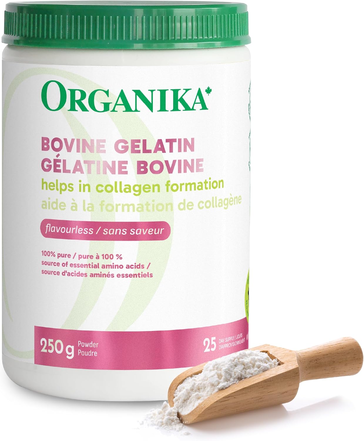 Organika Canadian-Made Bovine Gelatin (Unflavoured) – Collagen With 18 Amino Acids for Healthier Skin, Hair, Bones and Gut | Grass-Fed Source – 250g Organika Canadian-Made Bovine Gelatin (Unflavoured) – Collagen With 18 Amino Acids for Healthier Skin, Hair, Bones and Gut | Grass-Fed Source – 250g