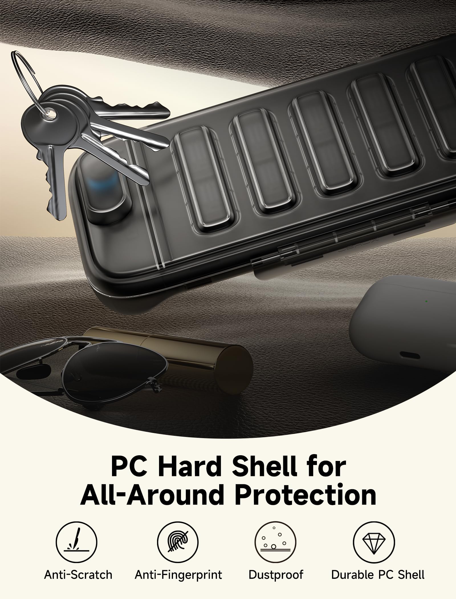JSAUX Funda Protectora para Nintendo Switch 2 (2025) – Carcasa Dura de PC, Delgada y Portátil, a Prueba de Polvo, Ranura para Tarjetas de Juego, Ideal para Viaje – Translúcido Negro (PC0116)