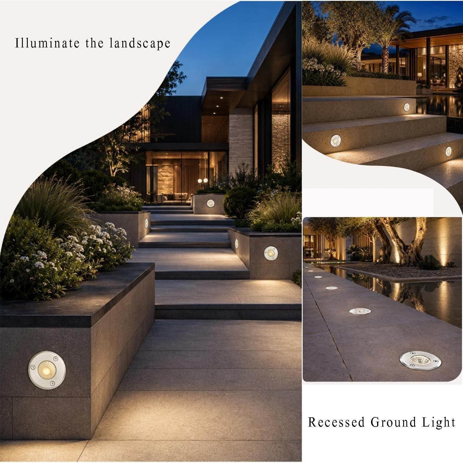 Luz LED COB Empotrable En Suelo - Luz LED Redonda Para Suelo AC85-265V, Luces Empotrable Impermeable IP66, Para Entradas De Vehículos, Terrazas, Senderos, Puentes(White,40W)