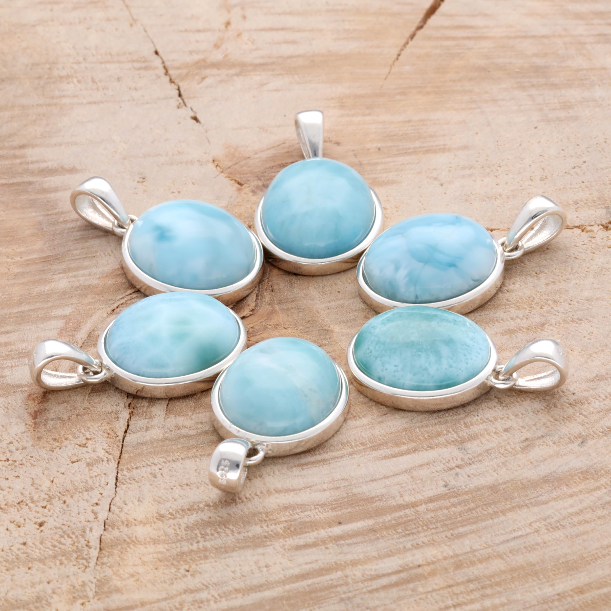 Lebensquelle Plus Larimar - Ciondolo ovale con pietra preziosa, incastonato in argento 925, 18 x 13 mm, pietra atlantica, 2 cm, Argento sterling, Labradorite (bianco)