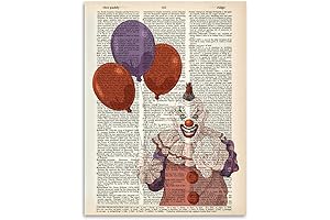 Chilling 'Alone with the Horrors' - Vintage Dictionary Clown Haunted Art Decor