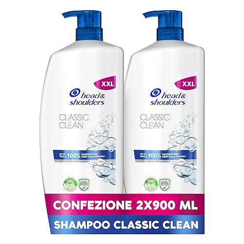 Immagine del prodotto Head & Shoulders Shampoo Antiforfora Classic Clean, Per Capelli Grassi, Fino Al 100% Protezione Dalla Forfora Per Cute E Capelli, Clinicamente Provato, 2x900ml