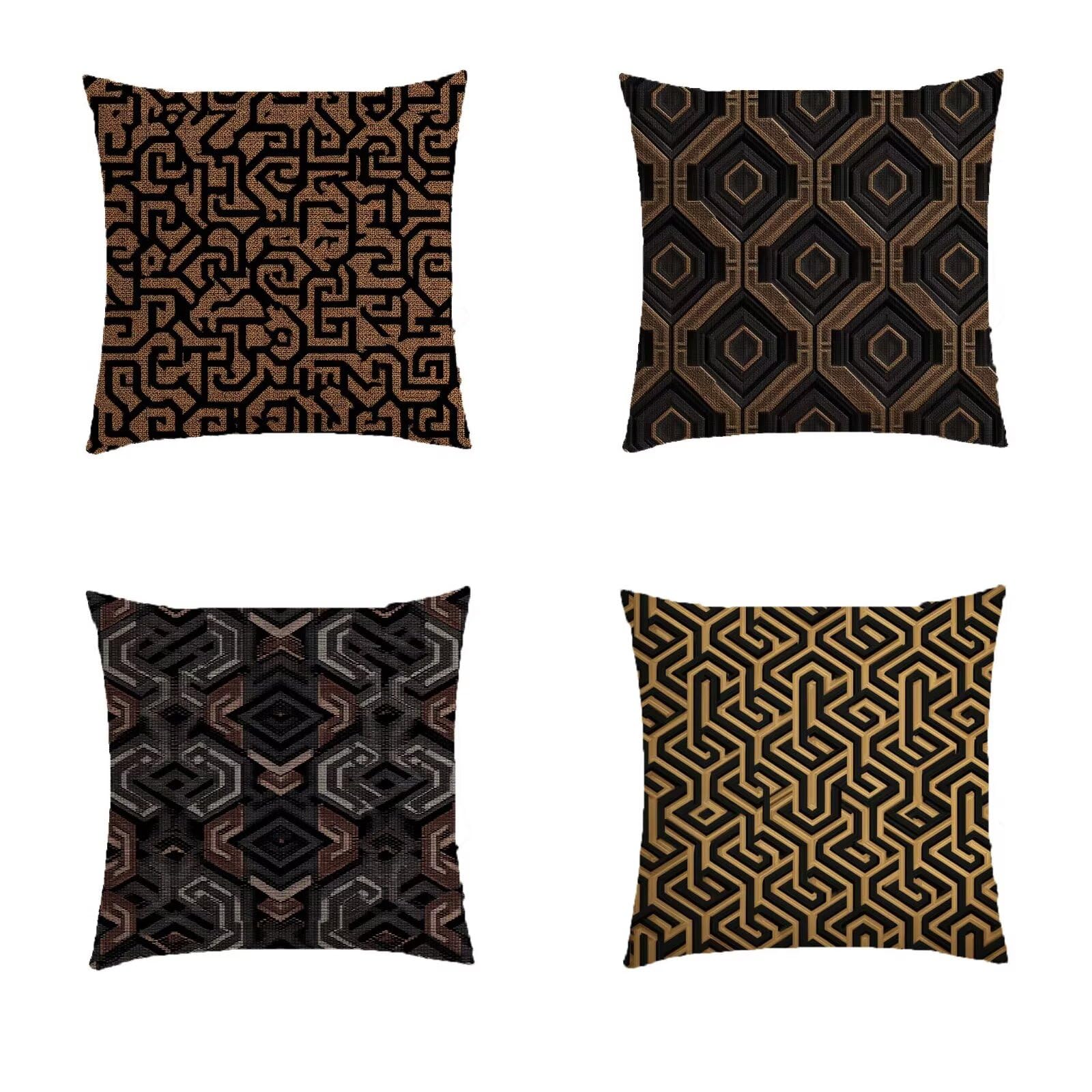 Housse de coussin 70x70cm taie oreiller geometry salon extérieur