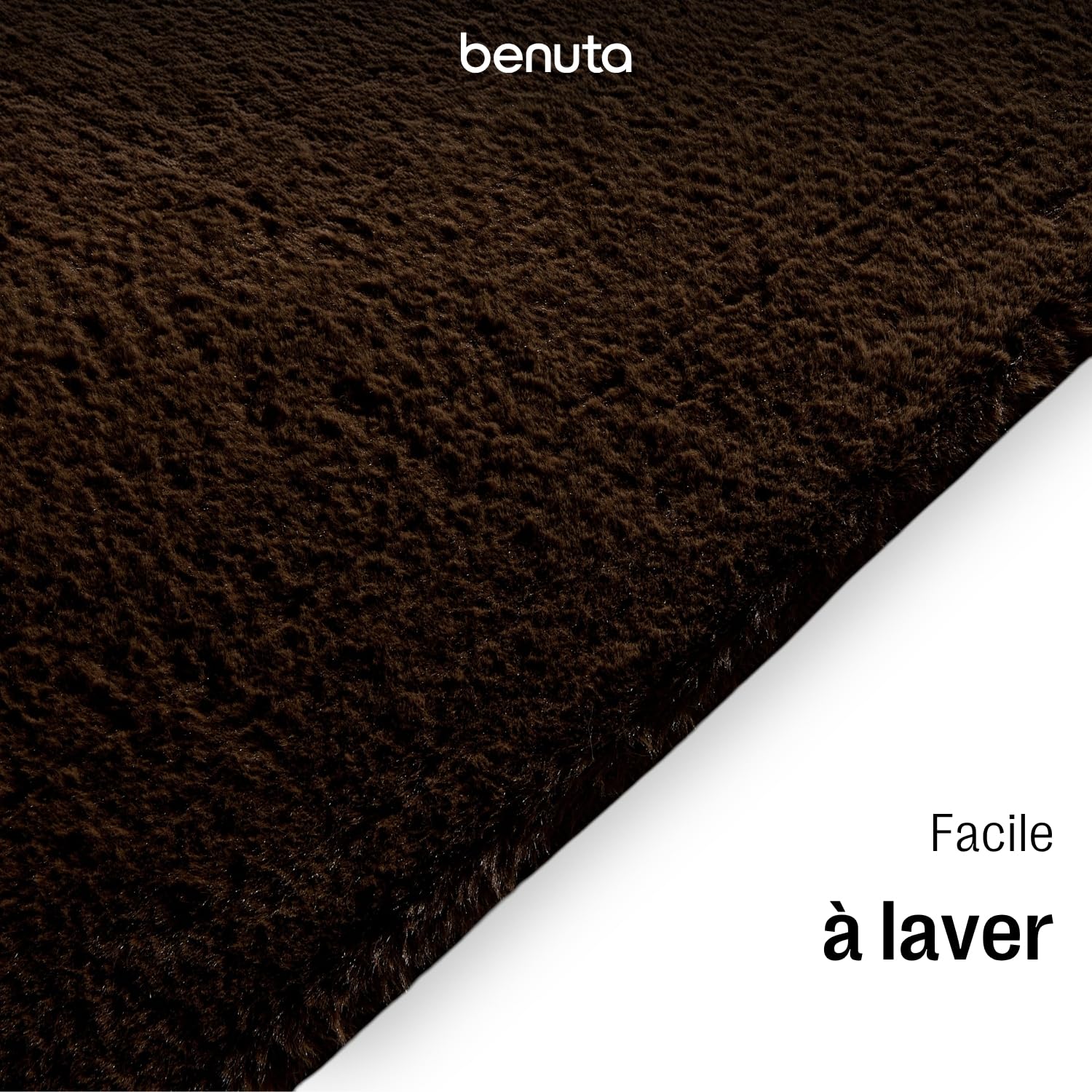 benuta Basic Tapis Salon Fausse Fourrure Furry - Marron 160x230 cm - pour Chambre, Bureau, Couloir, Bebe - Doux - Antidérapant - Lavable - Chauffage Sol