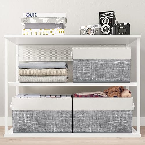 Vista 82 de Fab totes Contenedores de almacenamiento [paquete de 3], cestas de almacenamiento plegables para organizar juguetes, libros, estantes, armario, caja