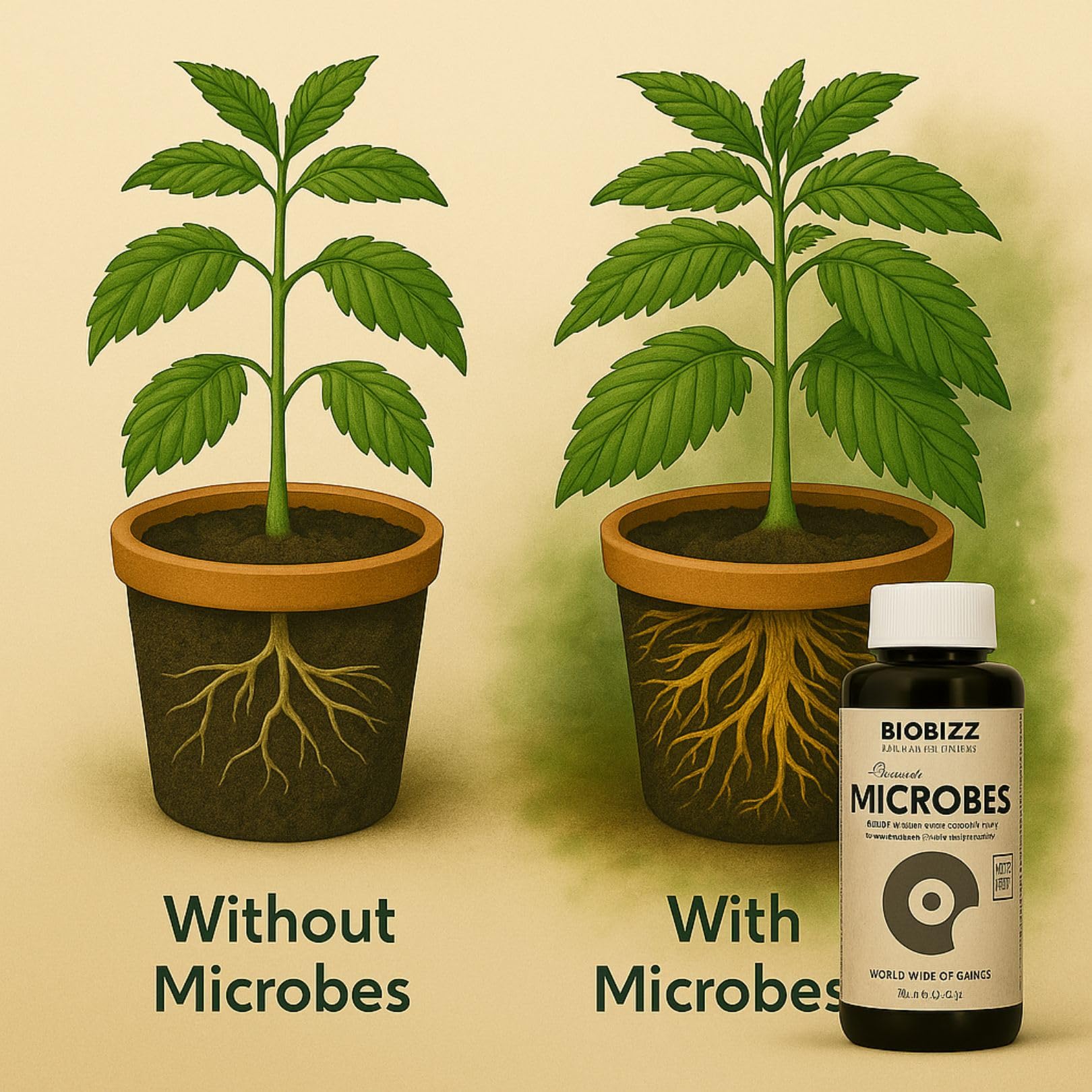 Weedness BioBizz Microbes – Mezcla microbiana orgánica para raíces robustas – Acelerador desarrollo y floración – Cultivo coco hidropónico