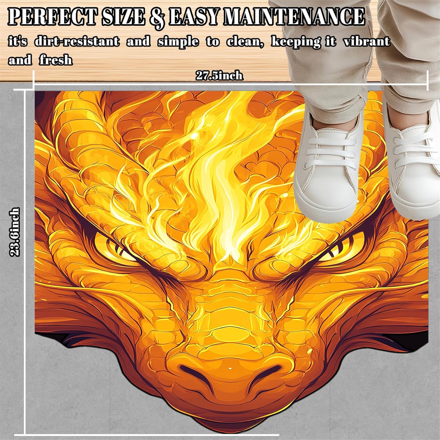 Dragon Bath Mats for Bathroom - Dragon Bath Rugs for Shower Unique Cool Rug for Bathroom Floor Indoor Doormat Accessories,27.5"x23.6"