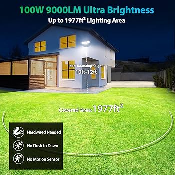 Leddictive 2 Pack LED Flood Lights Outdoor, 100W 10000LM Super Bright Floodlight Outside Work Light With 5.9FT Plug, IP65 Waterproof 6000K Outdoor LED Flood Light For Garage, Yard, Lawn, Garden
