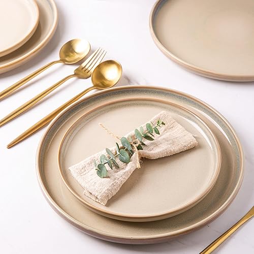 Miniatura 5 de AmorArc Juego de vajilla de cerámica, juego de platos y cuencos redondos de esmalte reactivo, altamente resistente a las astillas y grietas, apto