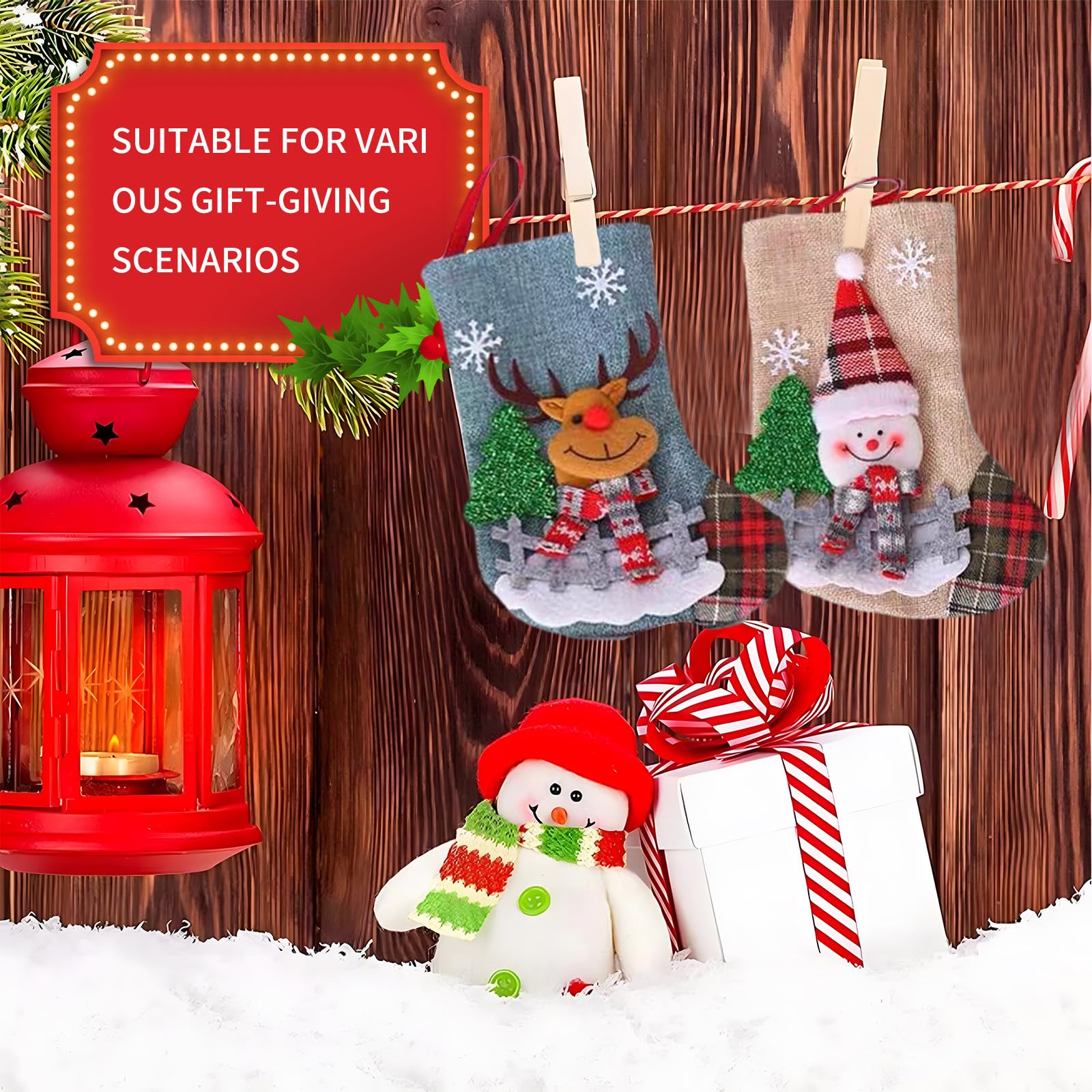 10 Chaussettes De Noel, Bottes De Noël, Bas De Noël Chaussette Pour Remplir Et Suspendre Des Cadeaux Pour Noël | Leroy Merlin