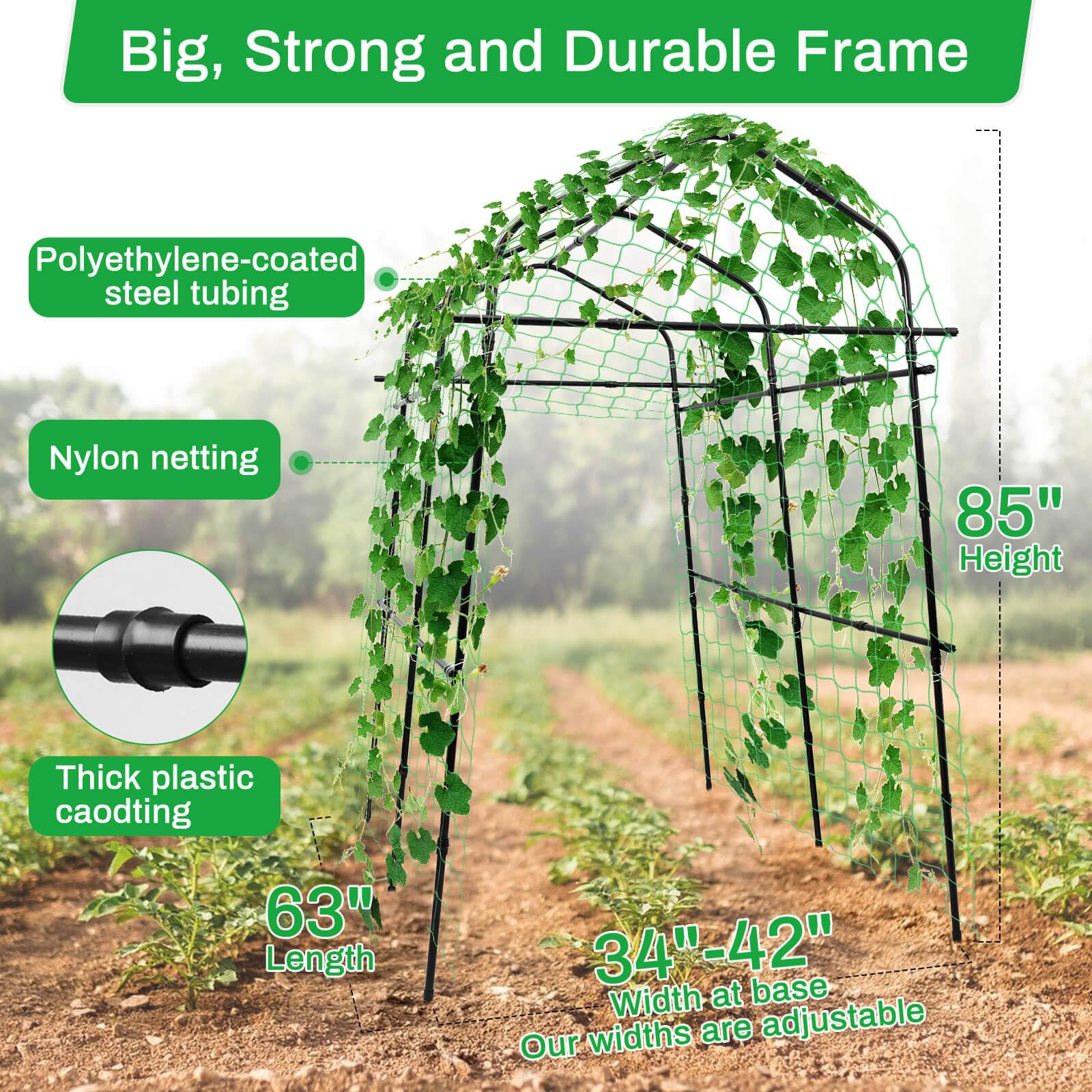 Outsunny Metal Garden Trellis, Arch Trellis For Climbing Plants Outdoor ...