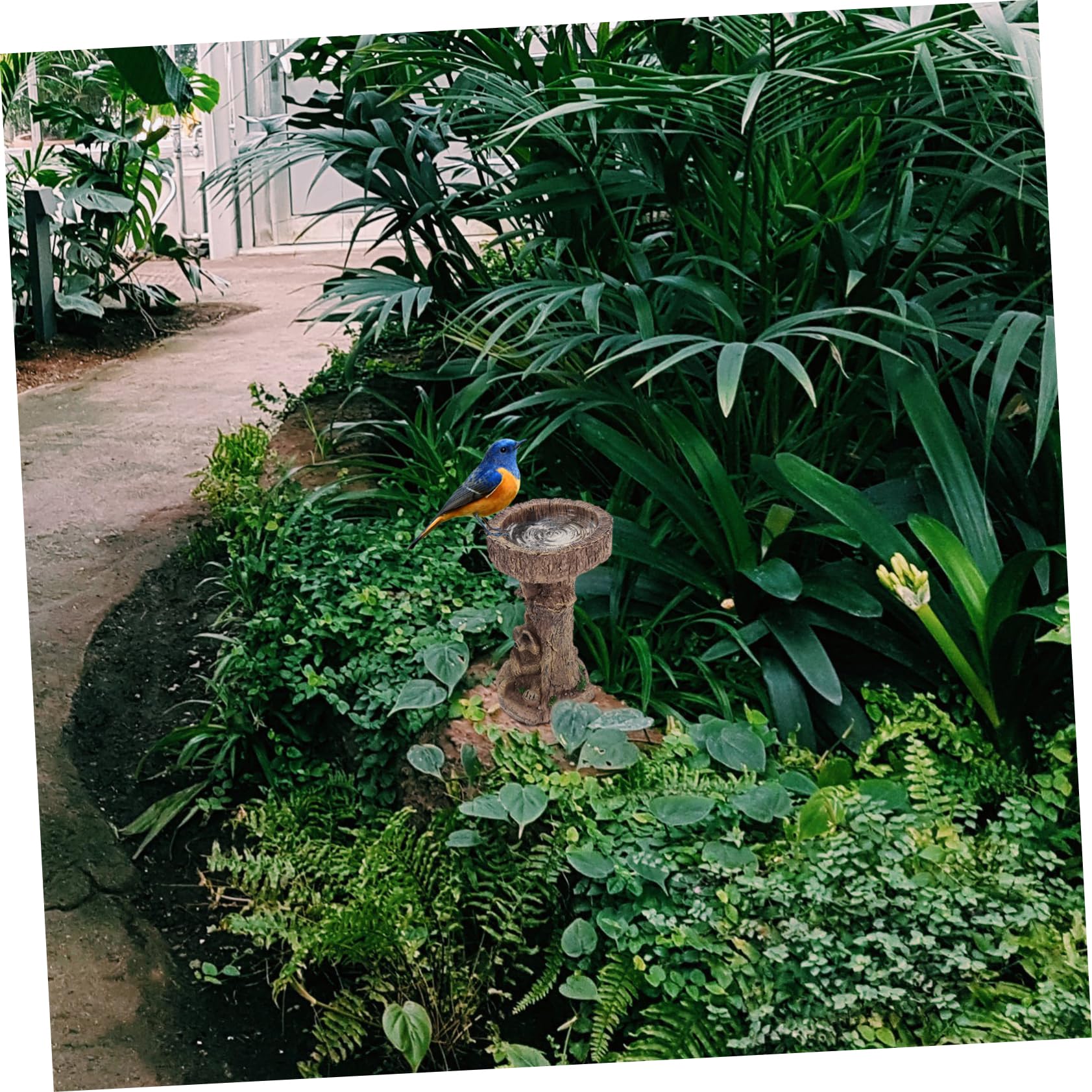 POPETPOP Bagni Per Uccelli in Resina Decorativa Mangiatoia Per Uccelli Da Esterno Da Giardino Multiuso Accessori Per Laghetti Da Giardino