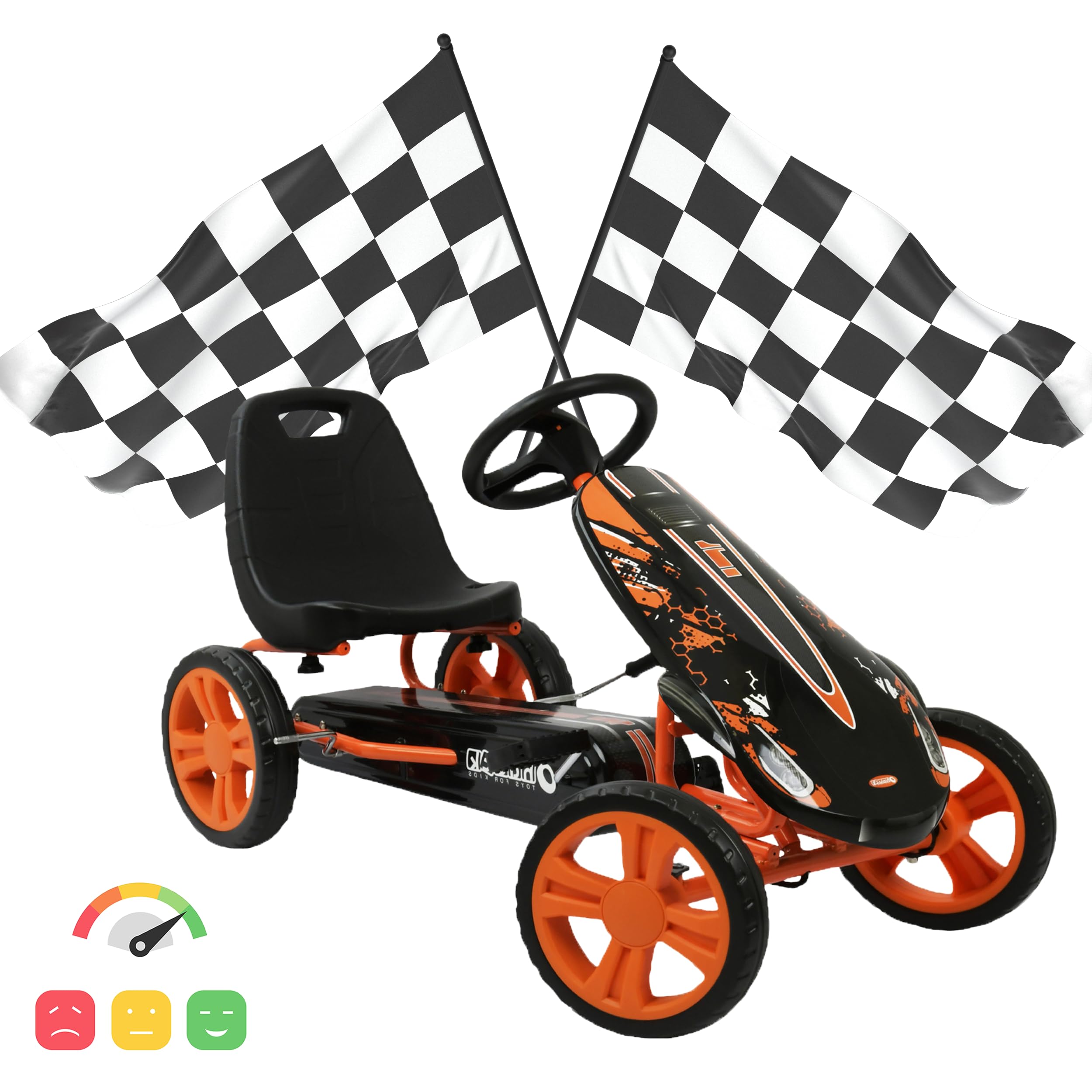hauck Speedster Kart Pedales para Niños, Go Kart desde 4 años hasta 50 kg, Freno de Mano, Asiento Ajustable en 3 Posiciones, Marco de Acero