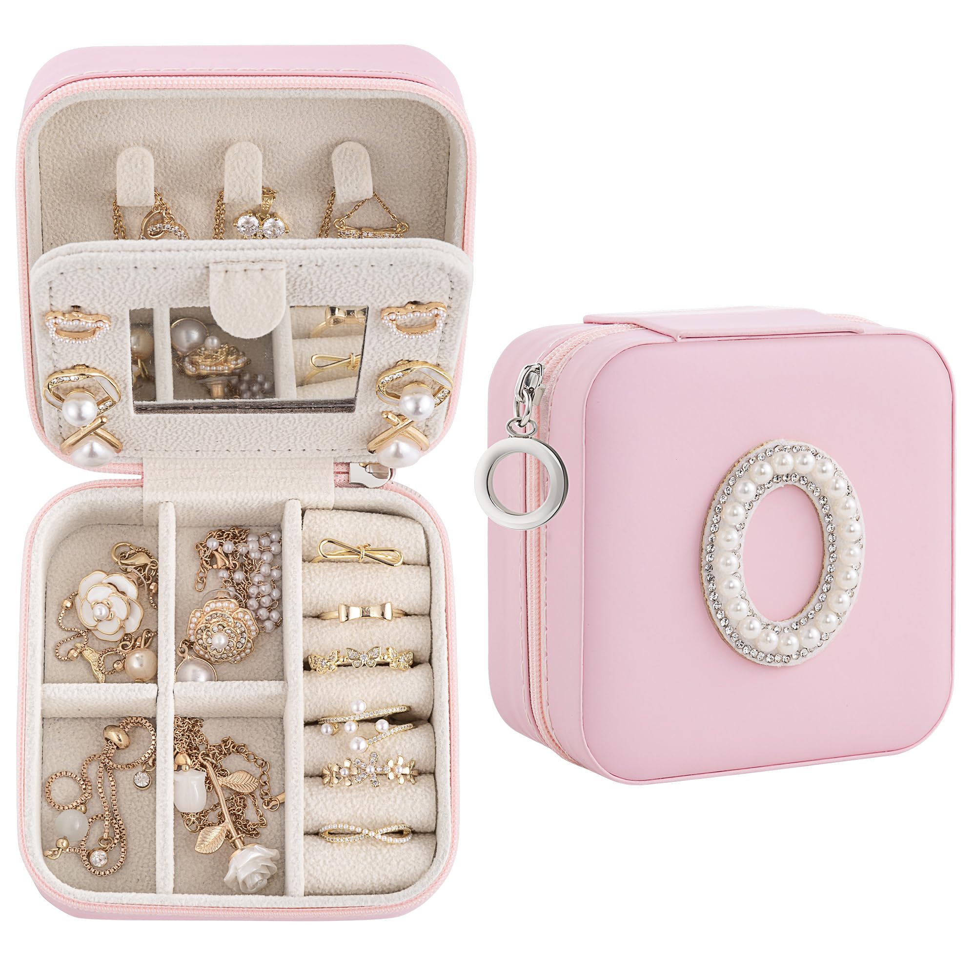 Nymtavia Birthday Gifts For Women, Initial Jewelry Box, Travel Jewelry Case, Gifts for Wife Girlfriend, Small Travel Jewelry Organizer, Gift for Girls