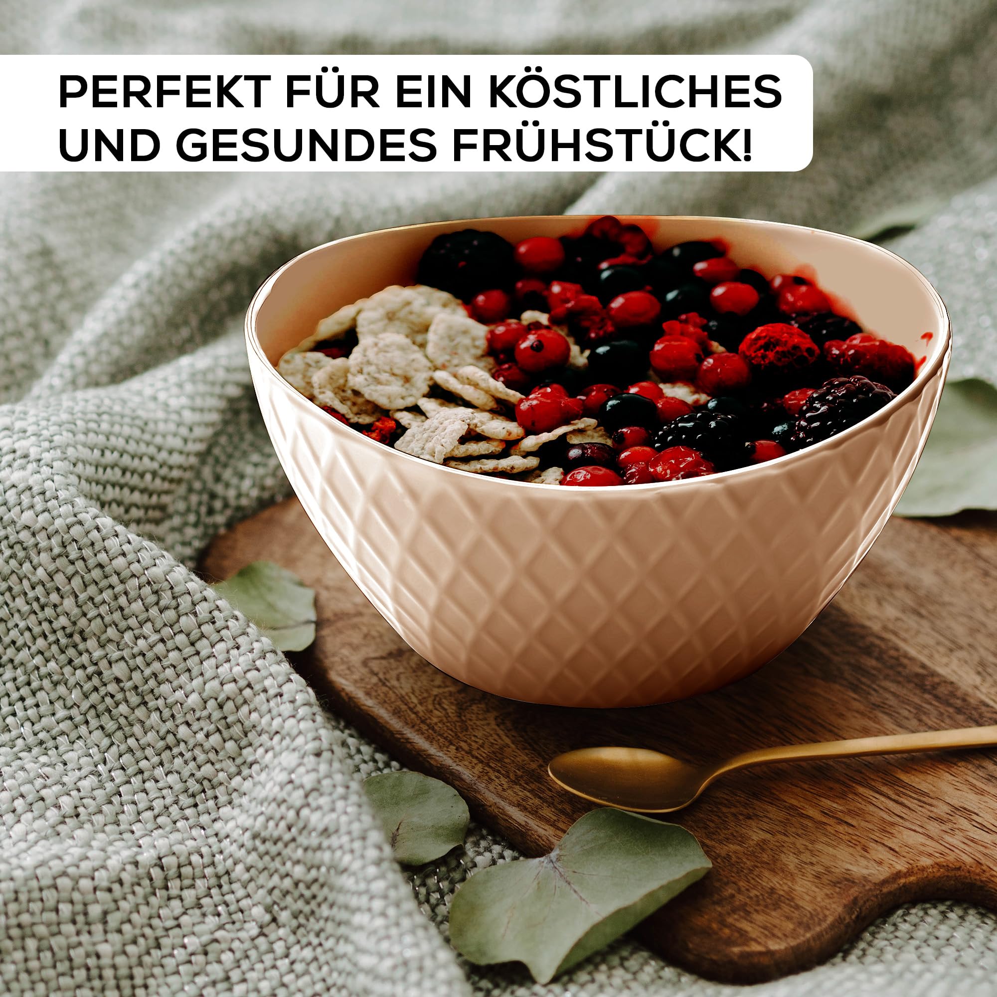 MIAMIO - Schüssel Set, Keramik (800ml) - Palmanova (Rot) für den Alltag | Keramik Schüssel Set für Müsli, Salat, Pasta und Snacks, 800ml, Rot für Küche und Alltag - spülmaschinenfest im Alltag