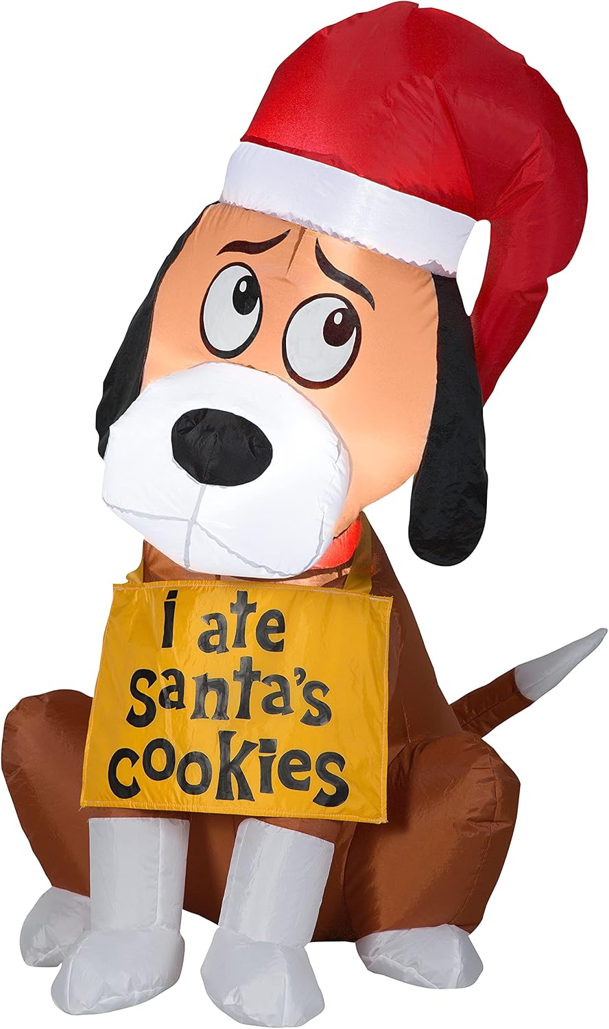 Gemmy Airblown Inflatable Doggy with I Ate Santa's Cookies Sign