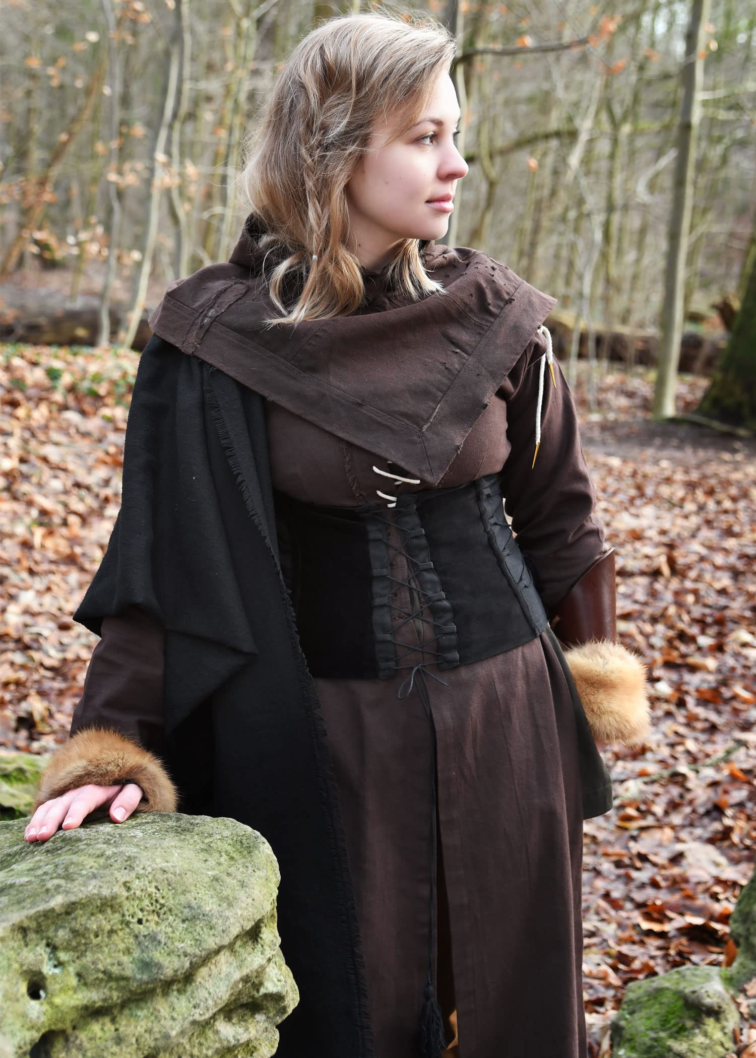 Battle-Merchant Unterbrust Corsage Anik Oberteil für Damen | Mieder aus Samt mit Schnürung | Mittelalter Kleidung | LARP, Wikinger, Pirat, Gothic, Kostüm