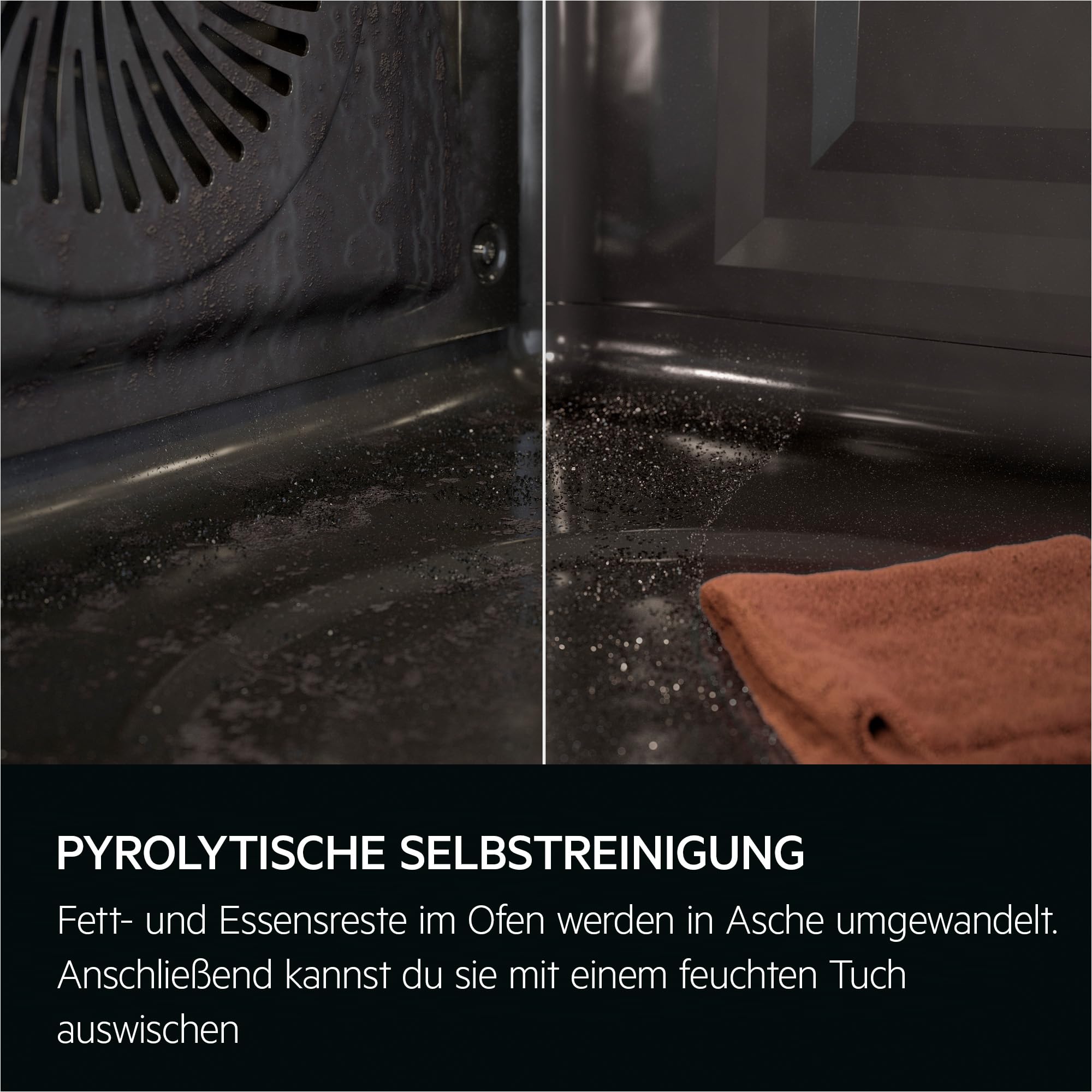 AEG Serie 6 TS6PB50WAB Einbaubackofen LED-Touchdisplay Pyrolyse Kerntemperatursensor AirFry 45 Automatikprogramme Schwarz