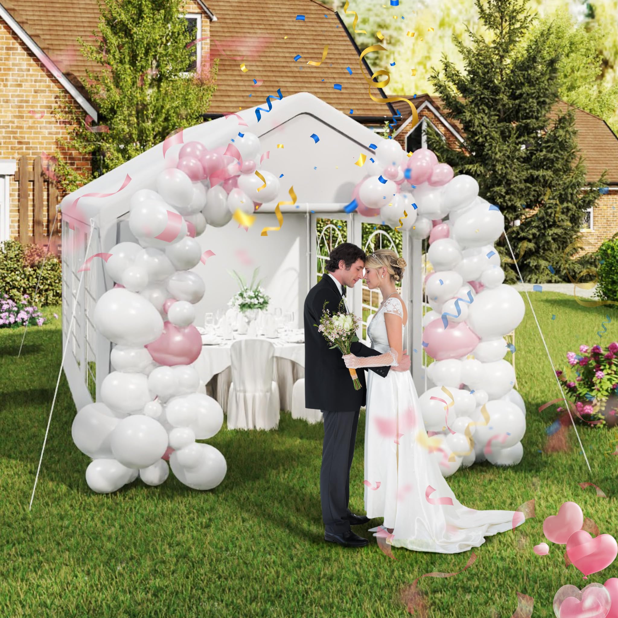 Partyzelt 3x6 m Weiß wasserdicht Pavillon Gartenzelt stabil mit Seitenwänden Festzelt UV Schutz Stahlrahmen für Garten Hochzeit Geburtstag Camping Outdoor Event Zelt