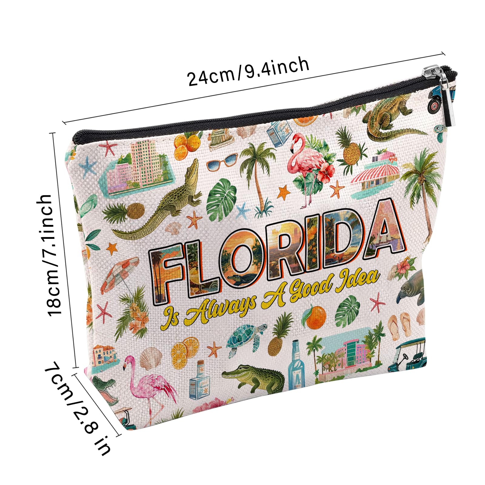 Florida Makeup Bag, Florida Gifts For Women Friends, Vacation Souvenirs Makeup Pouch, Travel Toiletry Bag With Zipper, Birthday Anniversary Christmas Gifts For Best Friend Bestie Her