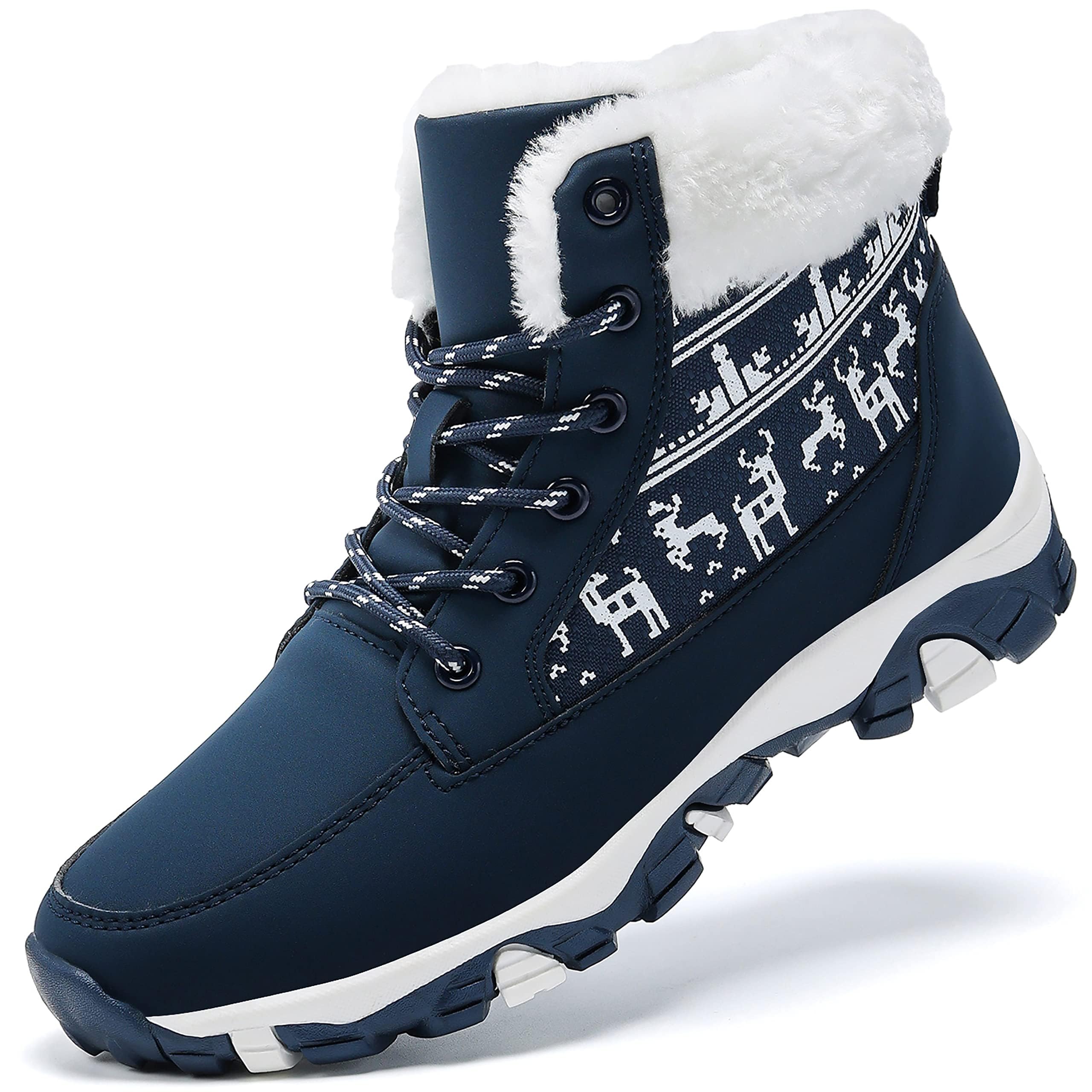 Vitike Womens Winter Boots Ladies Leopard Warm Snow Ankle Booties