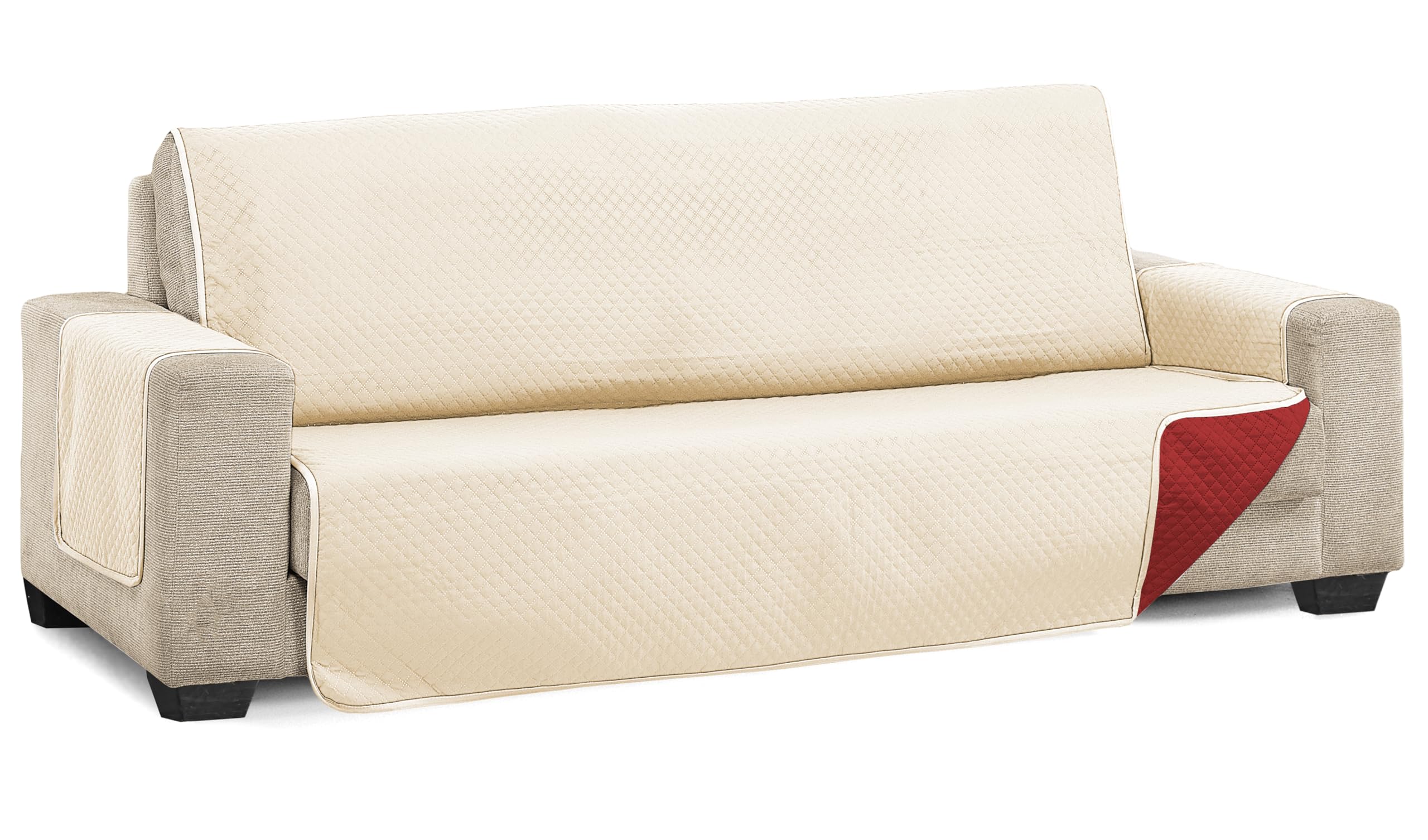 Martina Home Diamond 3 Seater Padded Sofa Cover - Beige/Red